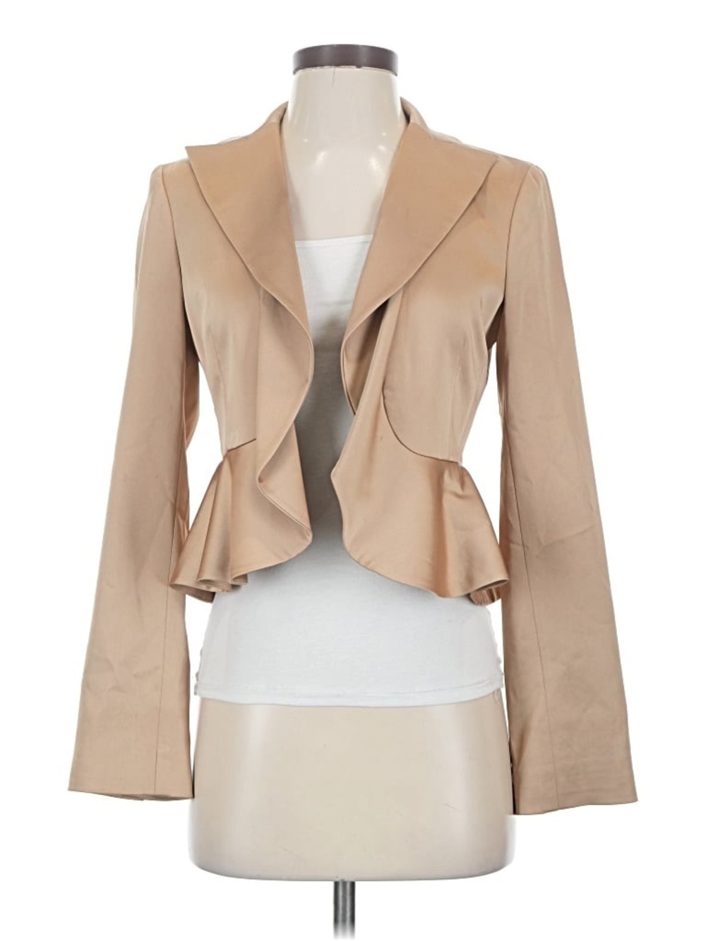 BCBGMaxAzria Antique Gold Peplum Blazer with Ruffle Front